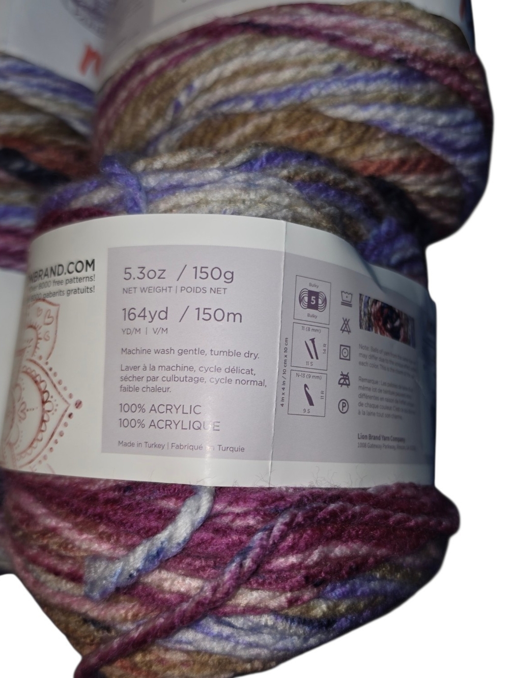 Impressions Variegated Yarn - Purple, Brown, Cream, Blue - Picture 4 of 4